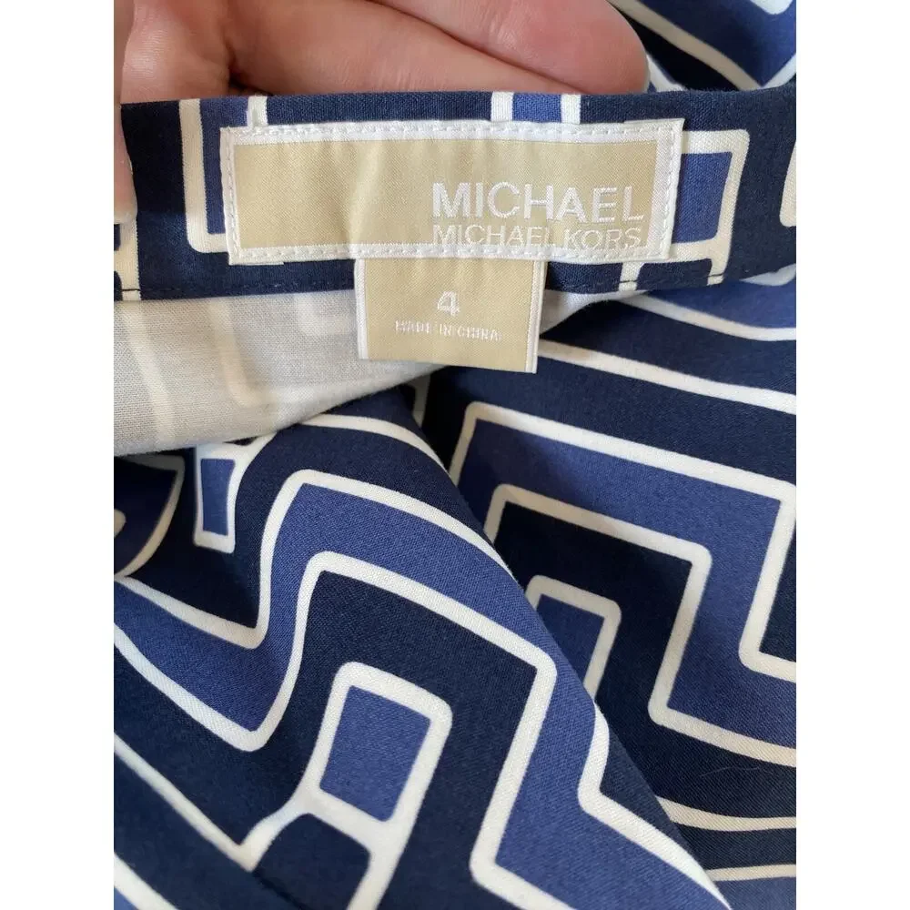 Michael Kors Skirt Womens Size 4 Blue & Black Career Office Work Date Night Mini